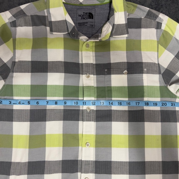 The North Face Men's Casual Plaid Shirt - Gray, White, Lime - Picture 5 of 10